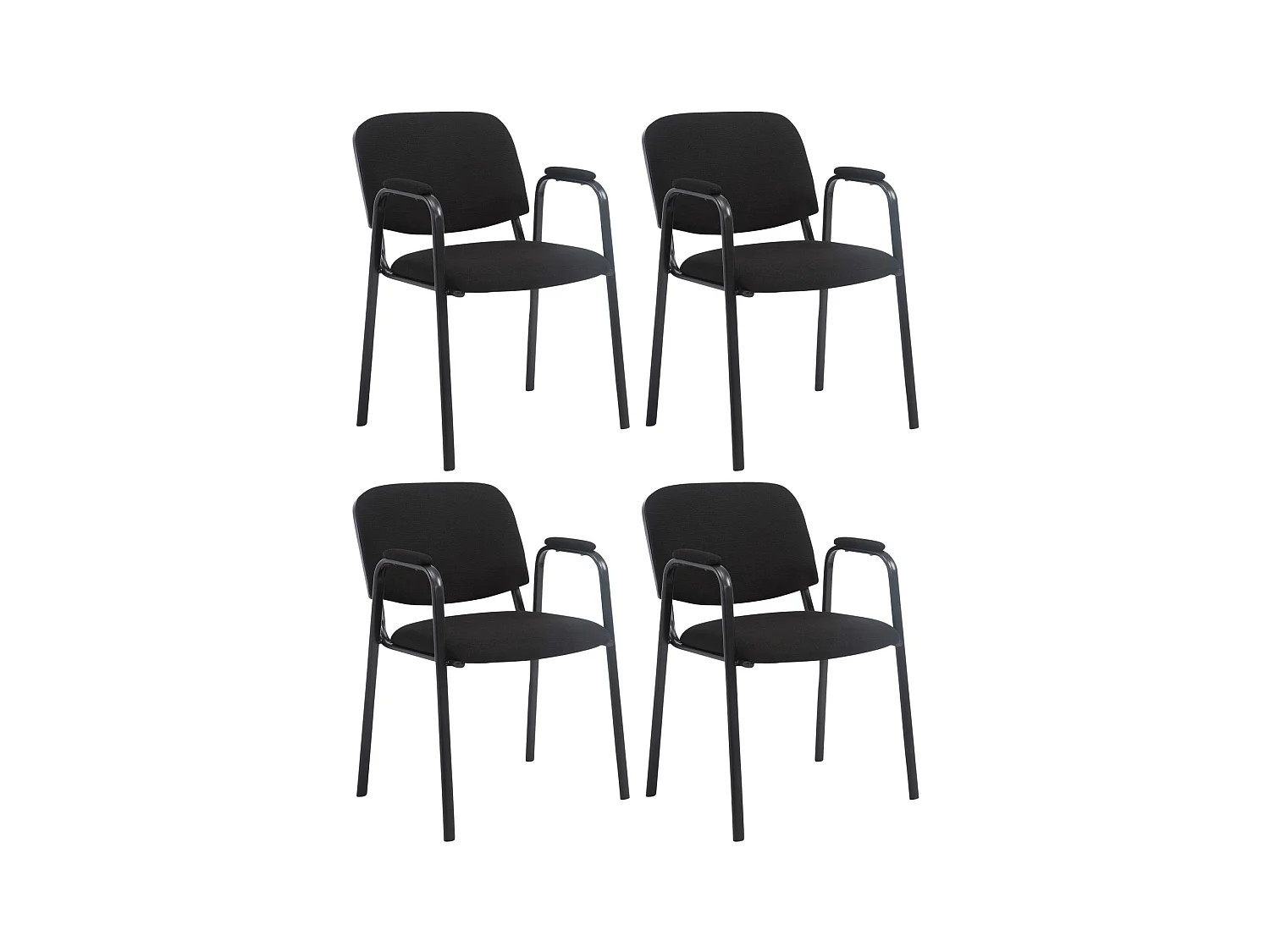Lot de 4  Chaise de conférence - Tissu & Métal noir mat - Noir - Ken Pro