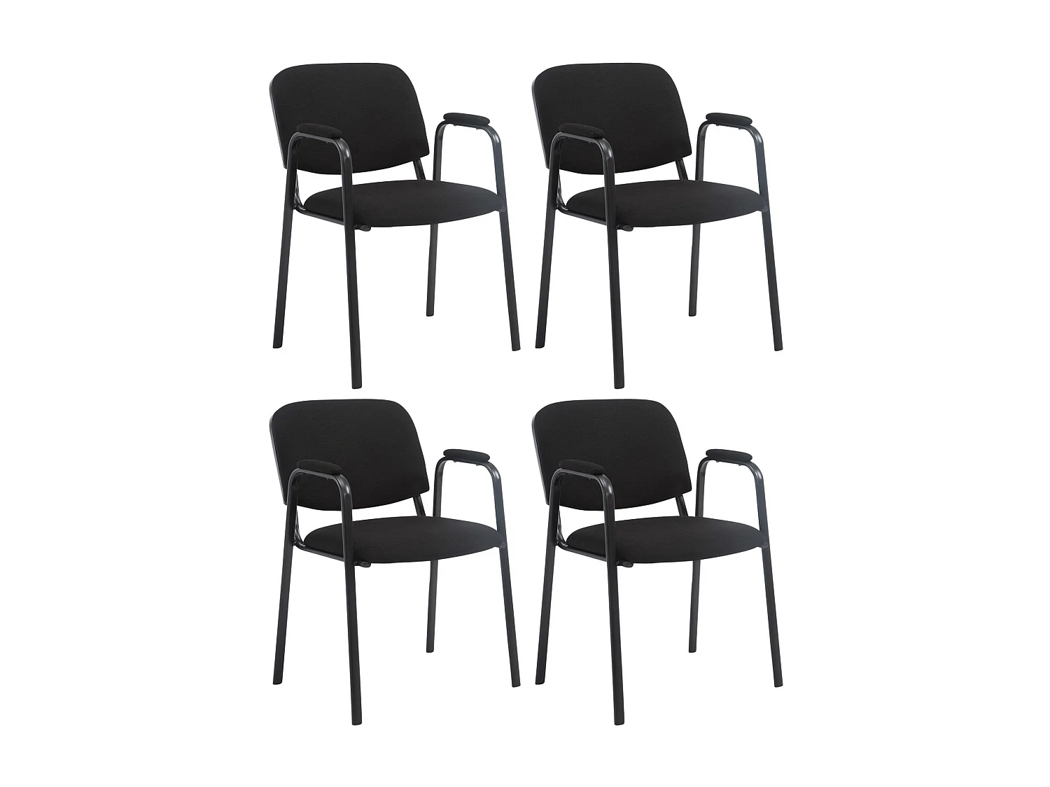 Lot de 4  Chaise de conférence - Tissu & Métal noir mat - Noir - Ken Pro