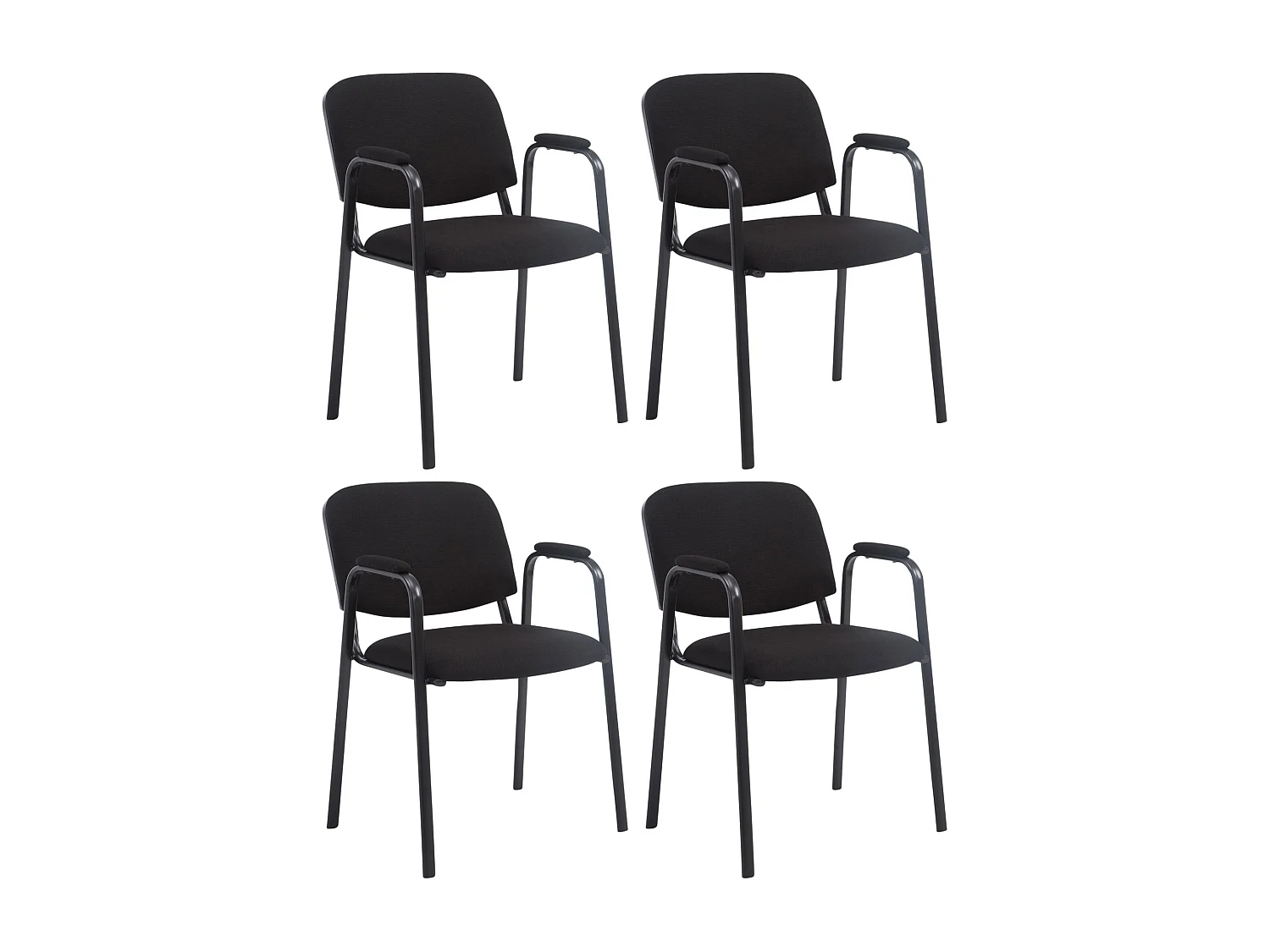 Lot de 4  Chaise de conférence - Tissu - Noir - Ken Pro