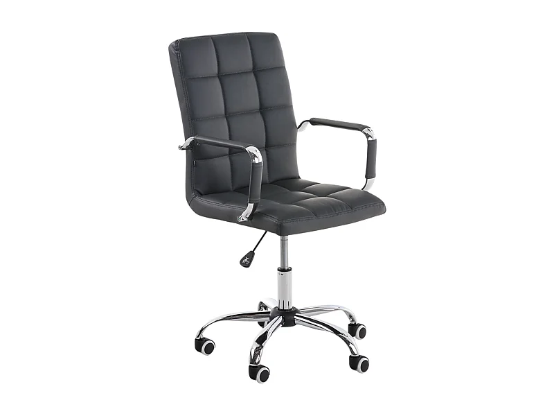 Chaise de bureau - Similicuir & Métal chromé - Gris - Deli V2