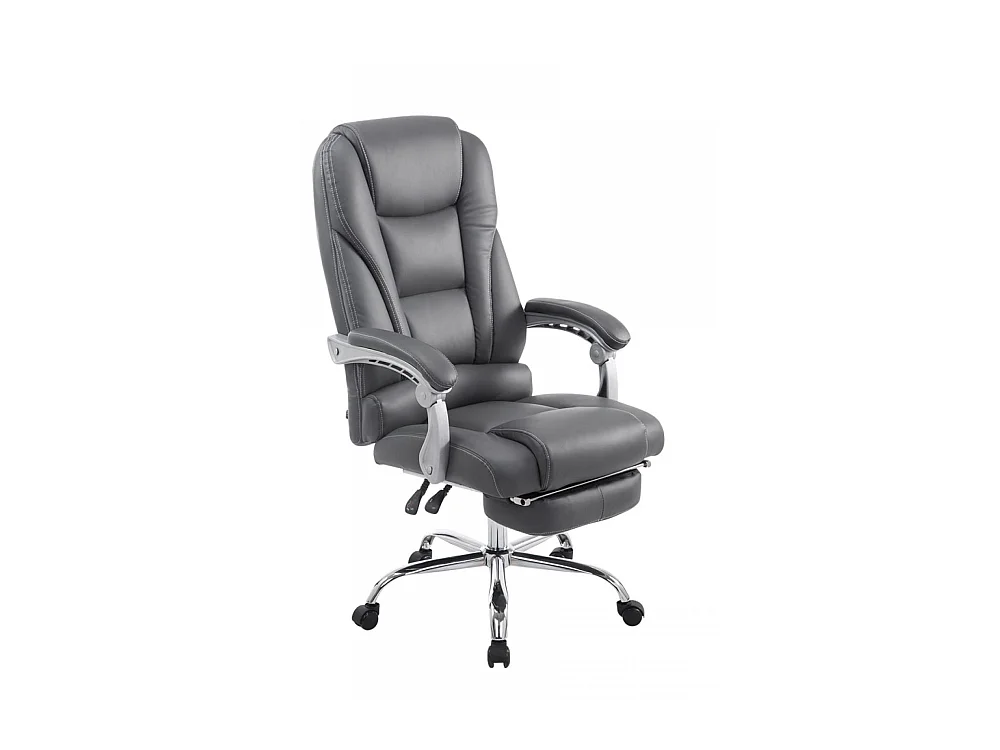 Chaise de bureau - Similicuir & Métal chromé - Gris - Pacific