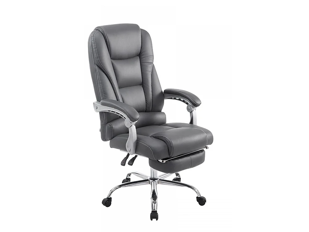 Chaise de bureau - Similicuir & Métal chromé - Gris - Pacific