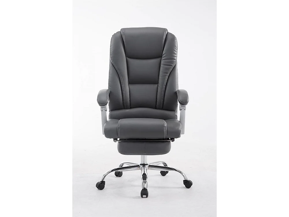 Chaise de bureau - Similicuir & Métal chromé - Gris - Pacific