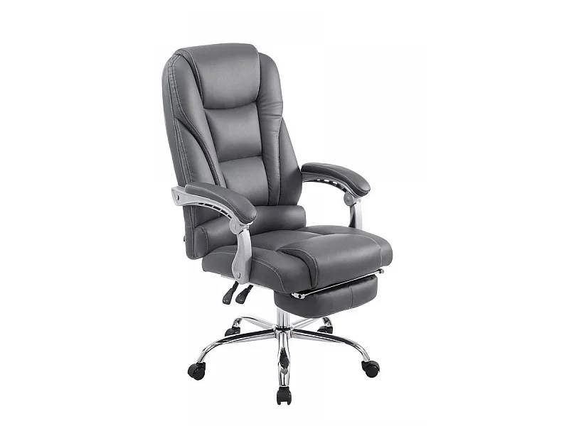 Chaise de bureau - Similicuir & Métal chromé - Gris - Pacific