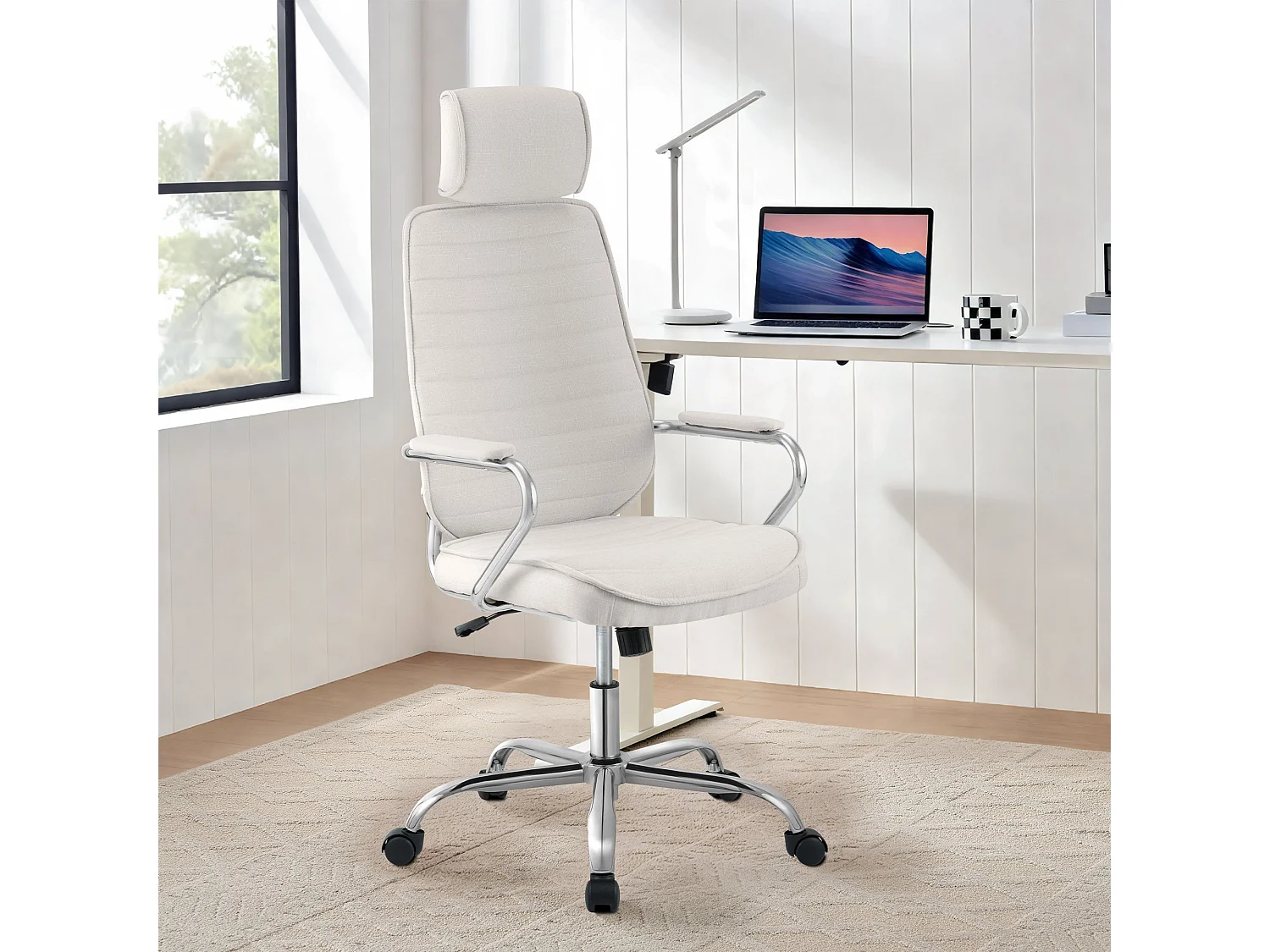 Chaise de bureau - Tissu - Beige - Rako