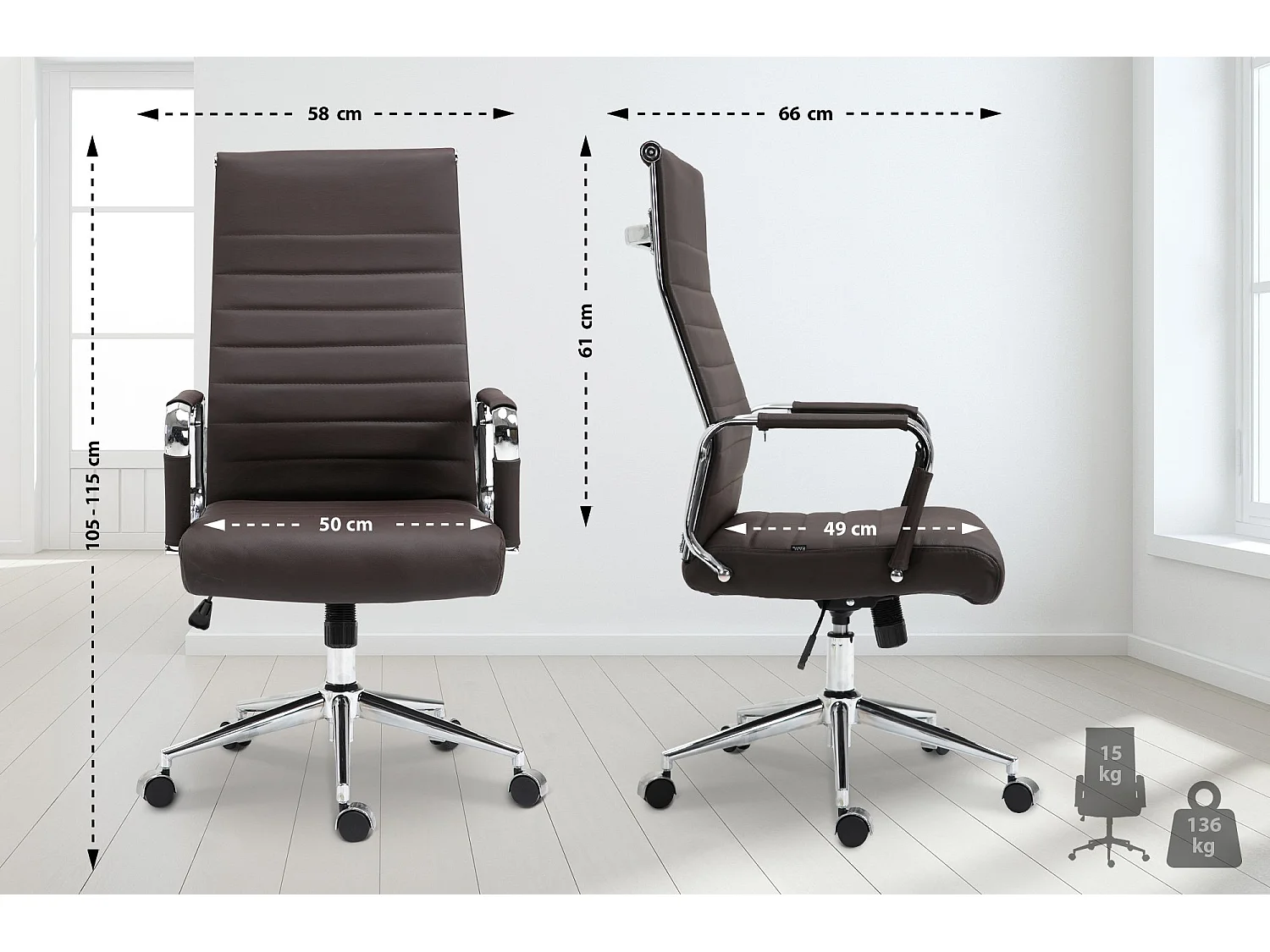 Fauteuil de bureau Kolumbus - Marron105.00