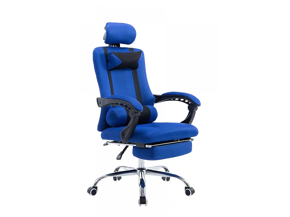 Chaise de bureau - Similicuir & Métal chromé - Bleu - Fellow