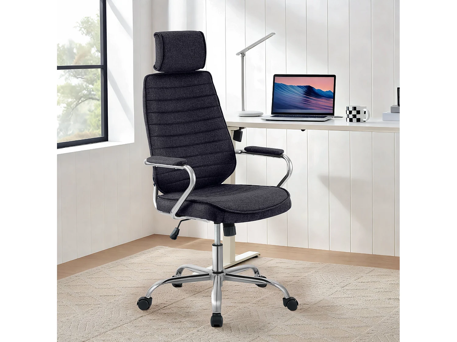 Chaise de bureau - Tissu - Noir - Rako