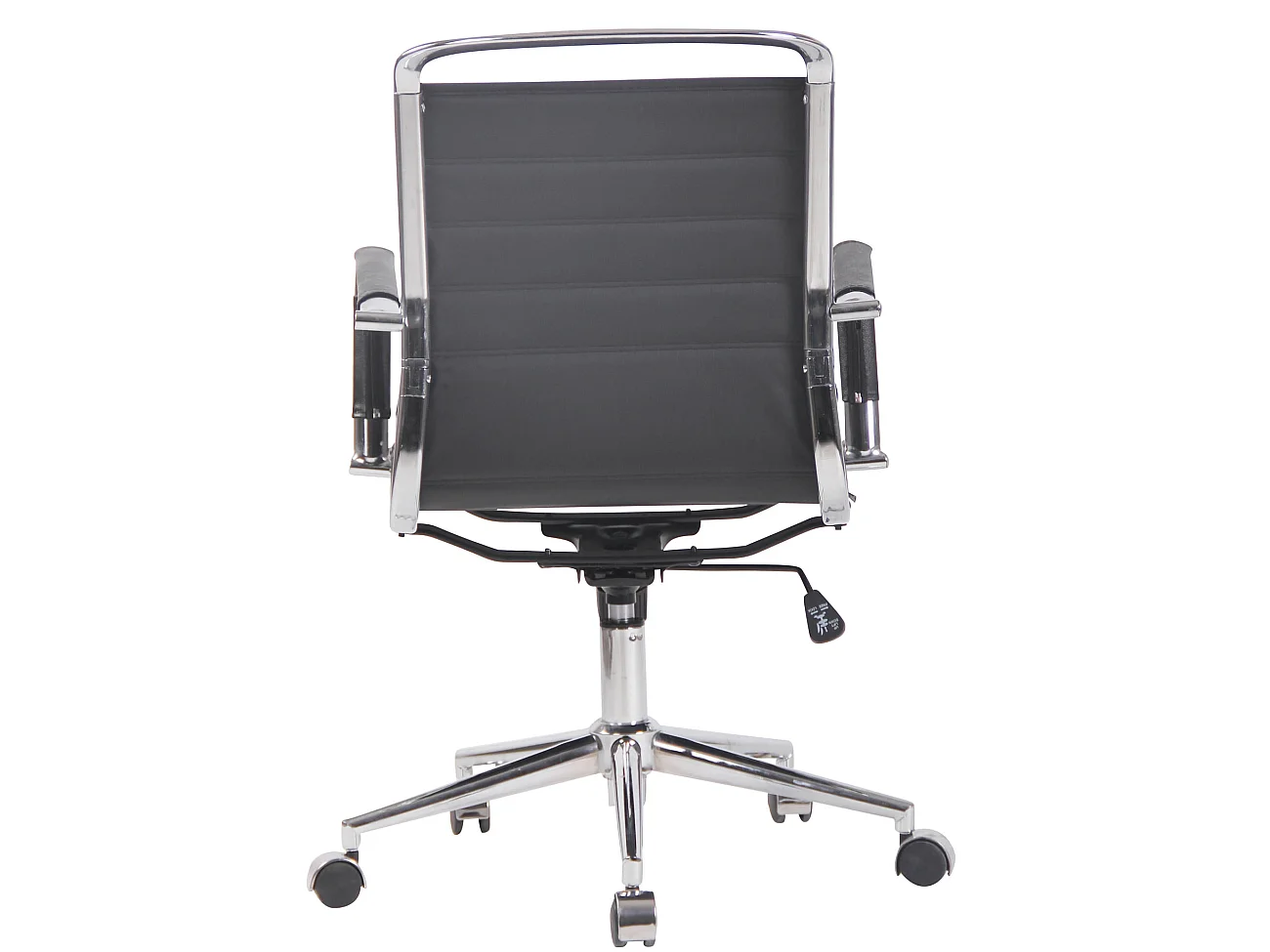 Chaise de bureau - Véritable cuir & Métal chromé - Noir - Barton