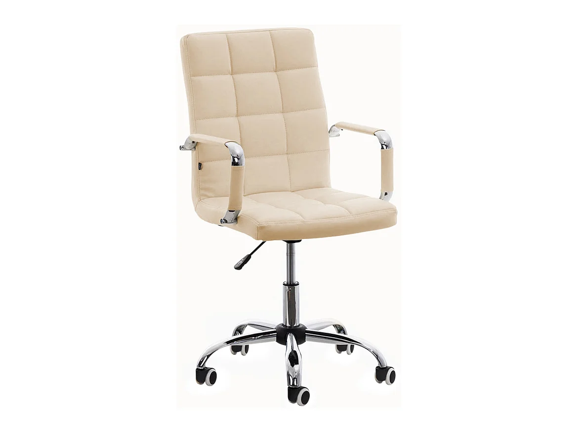 Chaise de bureau - Similicuir & Métal chromé - Crème - Deli V2