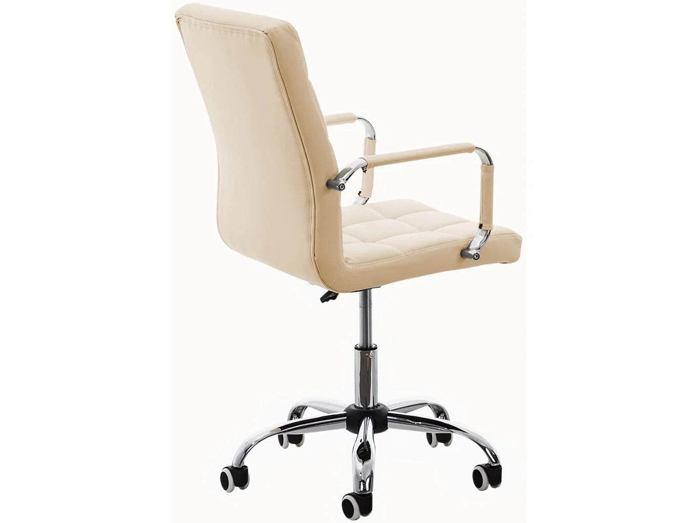 Chaise de bureau - Similicuir & Acier inoxydable - Crème - Deli V2