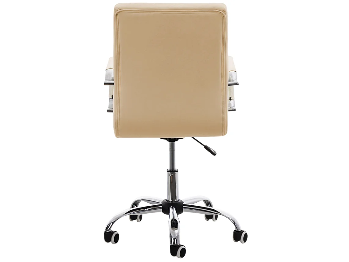 Chaise de bureau - Similicuir & Acier inoxydable - Crème - Deli V2