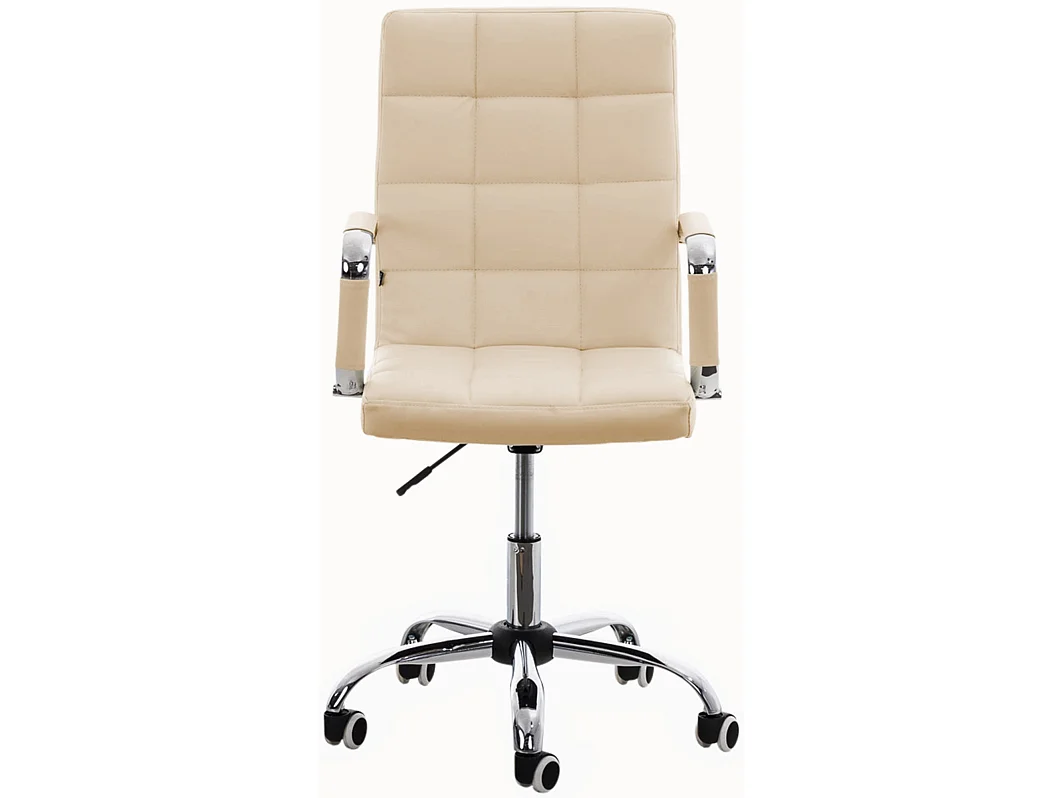Chaise de bureau - Similicuir & Acier inoxydable - Crème - Deli V2
