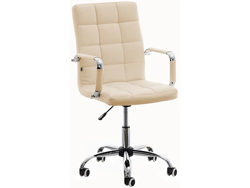 Chaise de bureau - Similicuir & Métal chromé - Crème - Deli V2