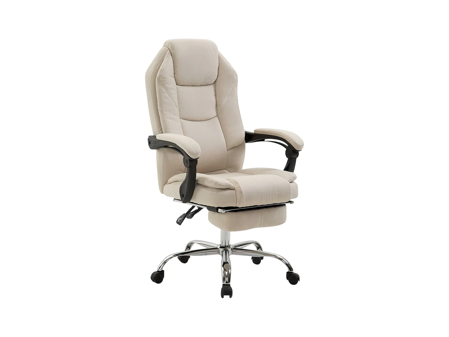 Chaise de bureau - Tissu & Noir - Crème - Castle