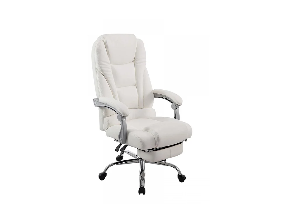 Chaise de bureau - Similicuir & Métal chromé - Blanc - Pacific