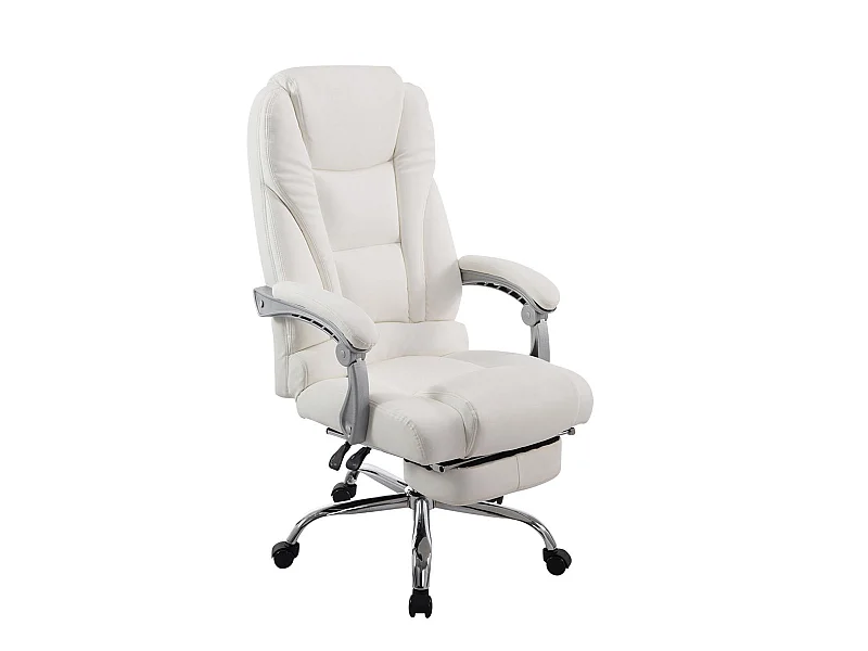 Chaise de bureau - Similicuir & Chrome - Blanc - Pacific