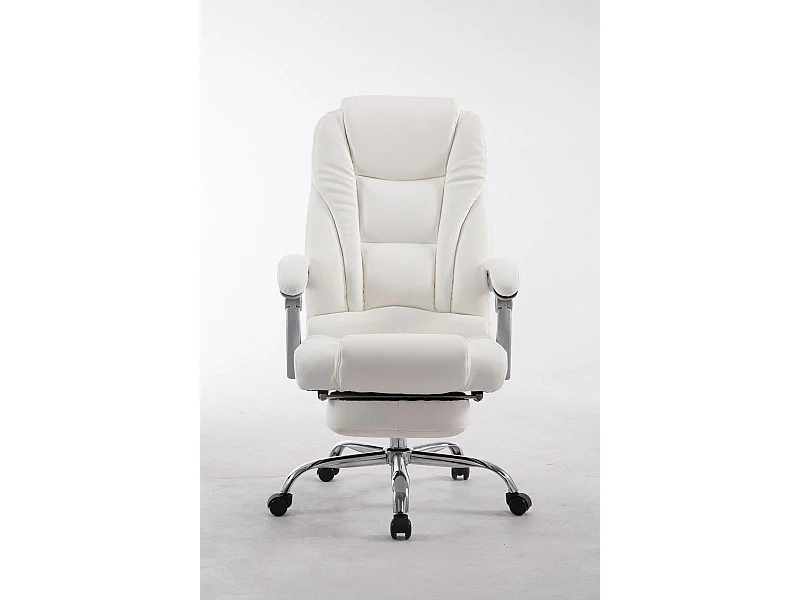 Chaise de bureau - Similicuir & Chrome - Blanc - Pacific