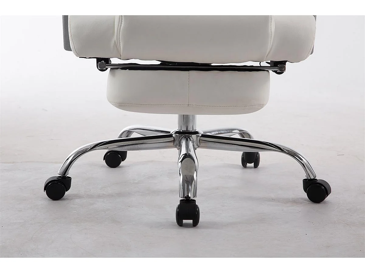 Chaise de bureau - Similicuir & Chrome - Blanc - Pacific
