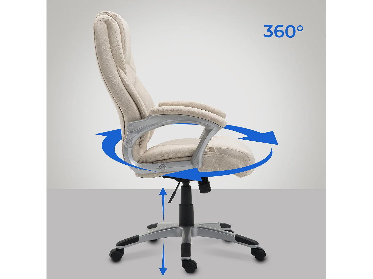 Chaise de bureau - Tissu & Plastique - Crème - Texas V2