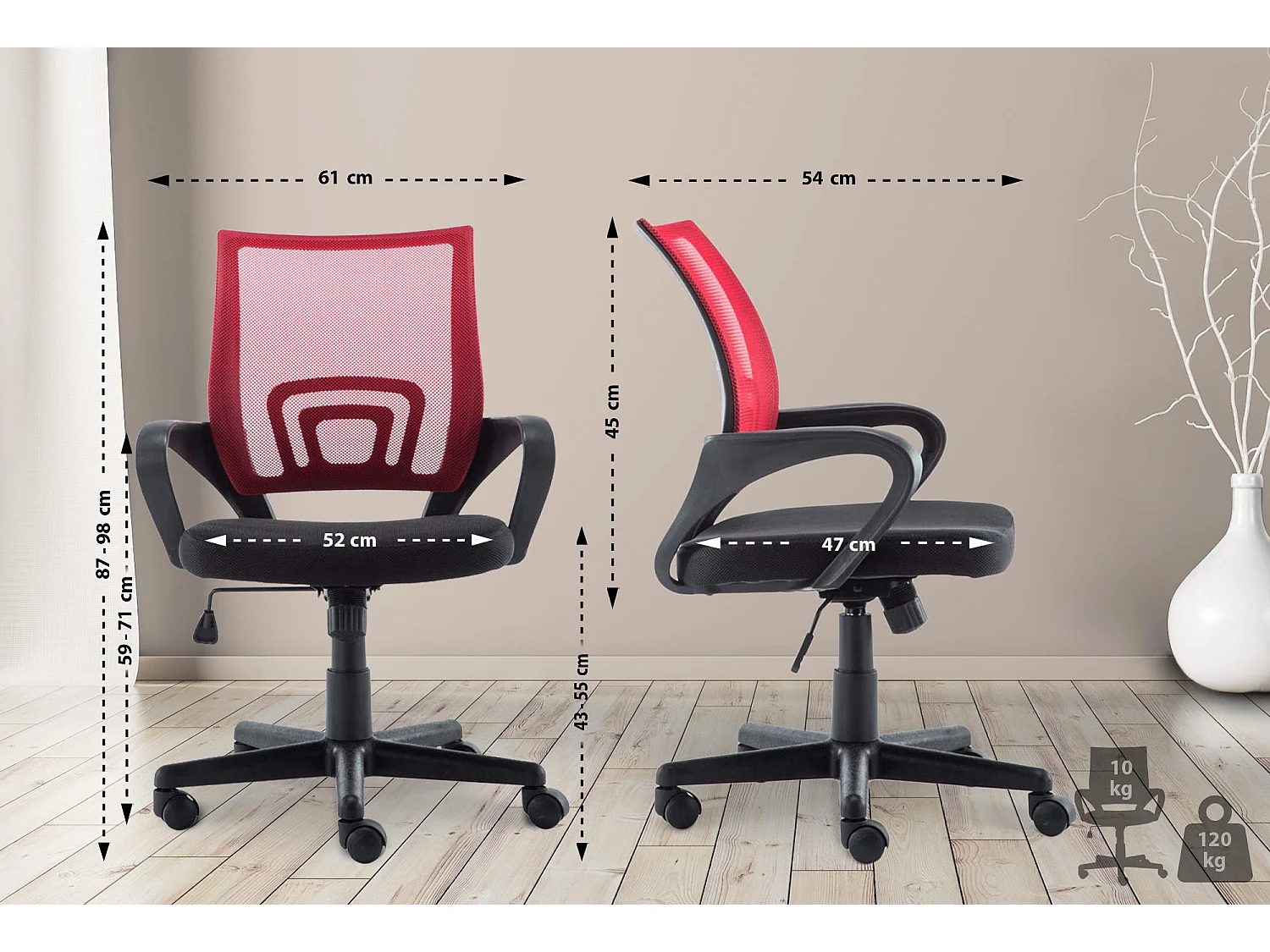 Bureaustoel - Kunstleer - rood - Genius