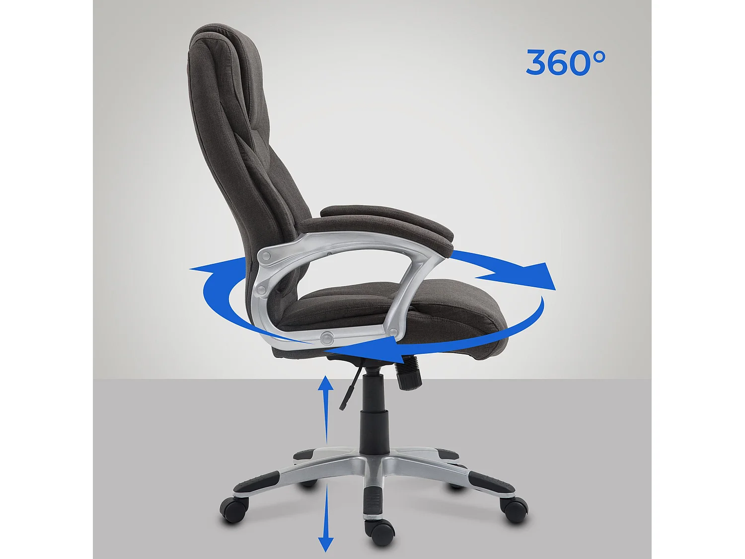 Chaise de bureau - Tissu & Plastique - Gris foncé - Texas V2