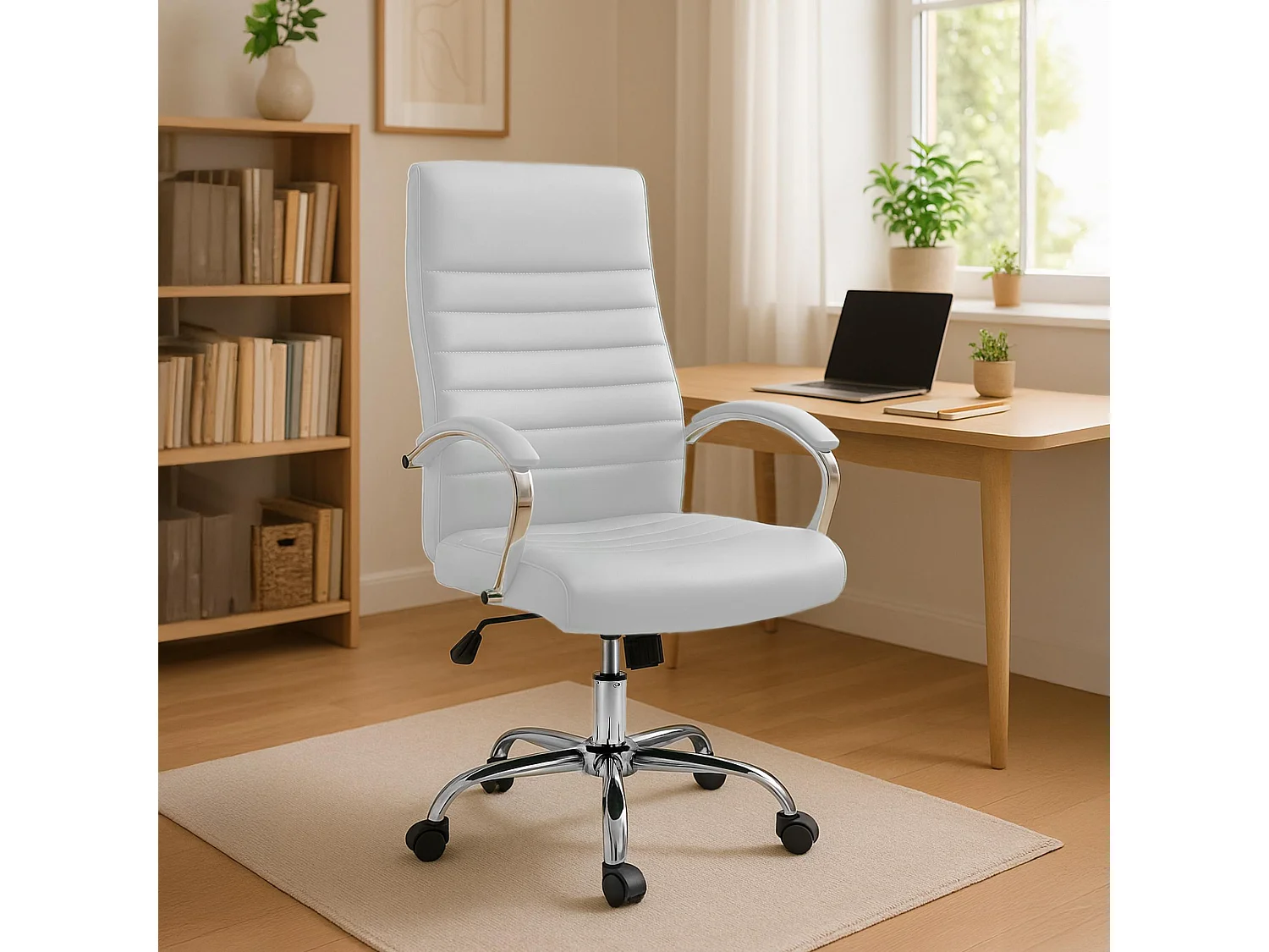 Bureaustoel - Kunstleer & natura - wit - Valais