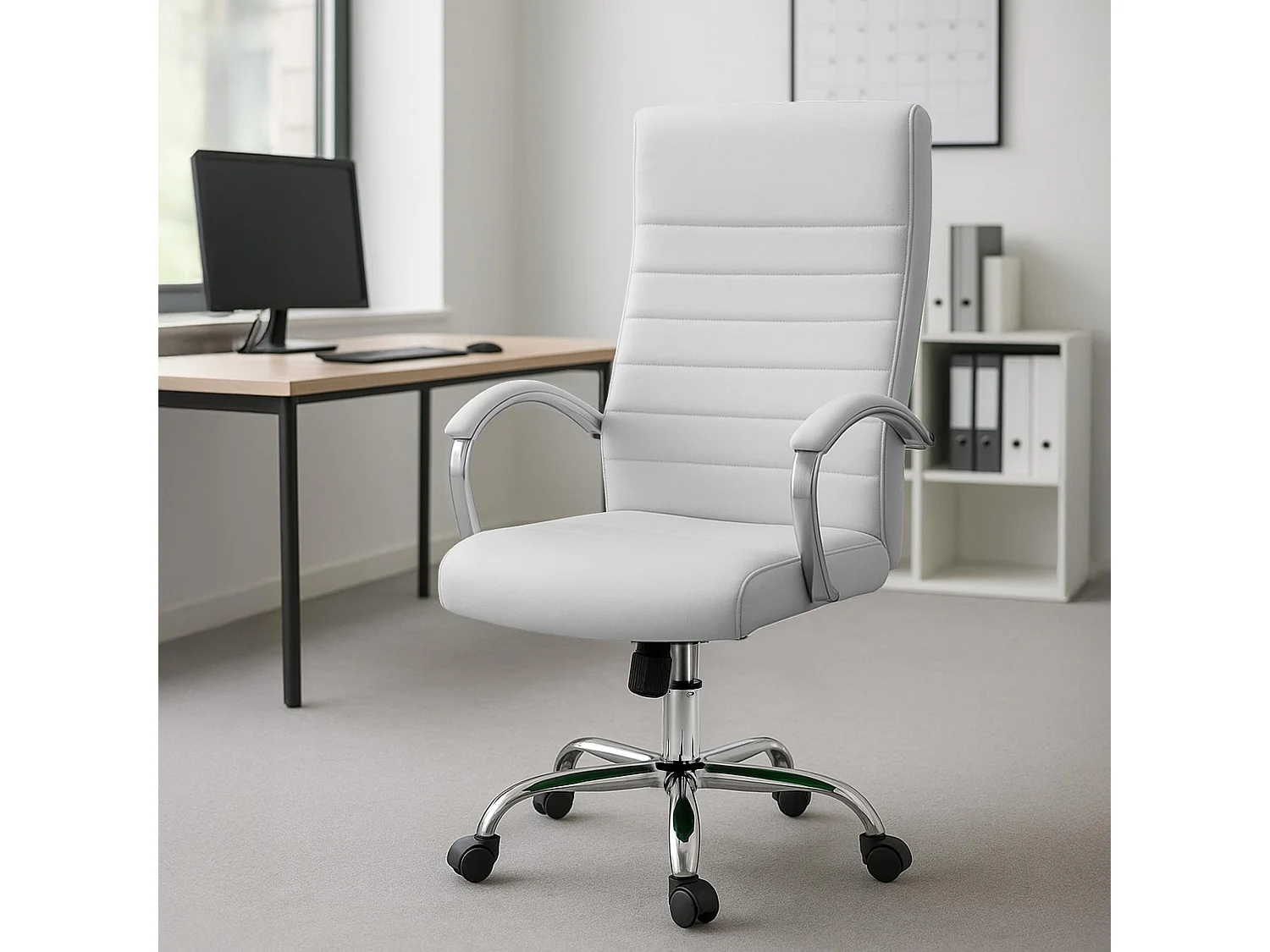 Chaise de bureau - Similicuir & Nature - Blanc - Valais