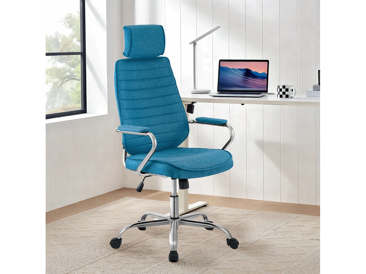 Chaise de bureau - Tissu - Bleu - Rako