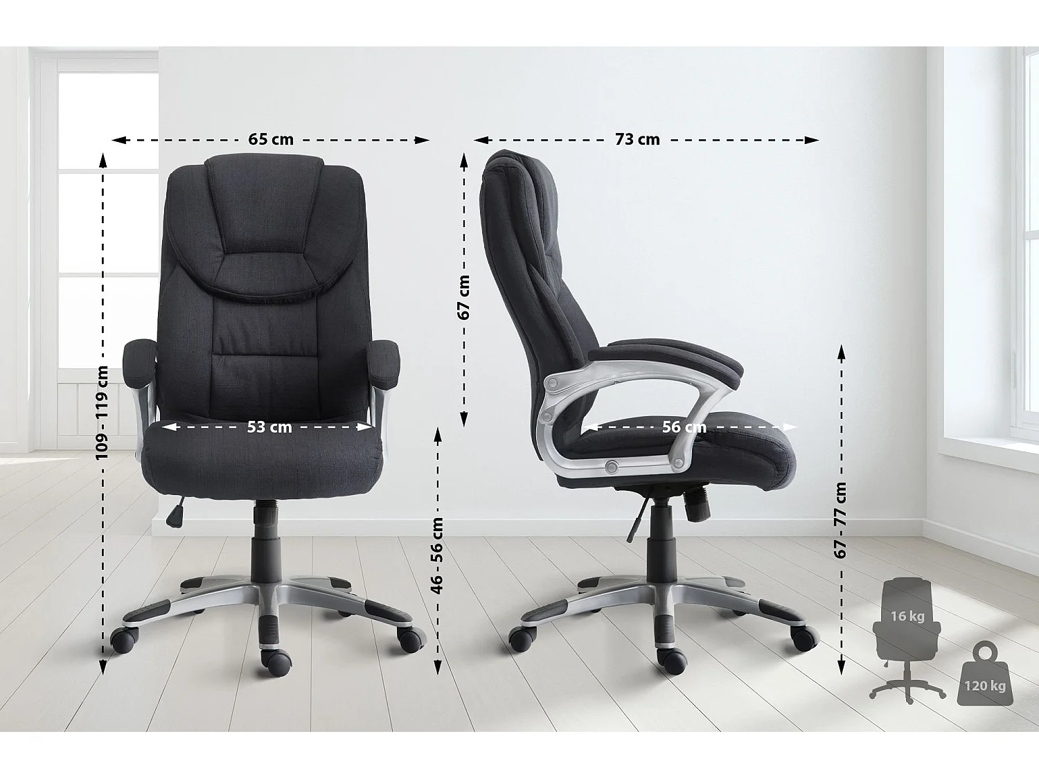 Bürosessel - Stoff & Kunststoff - schwarz - Texas V2