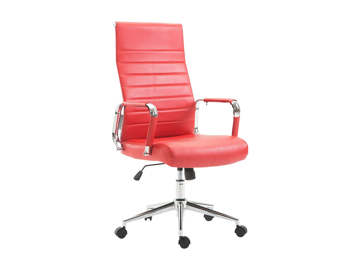 Bureaustoel - Kunstleer & walnoot - rood - Kolumbus