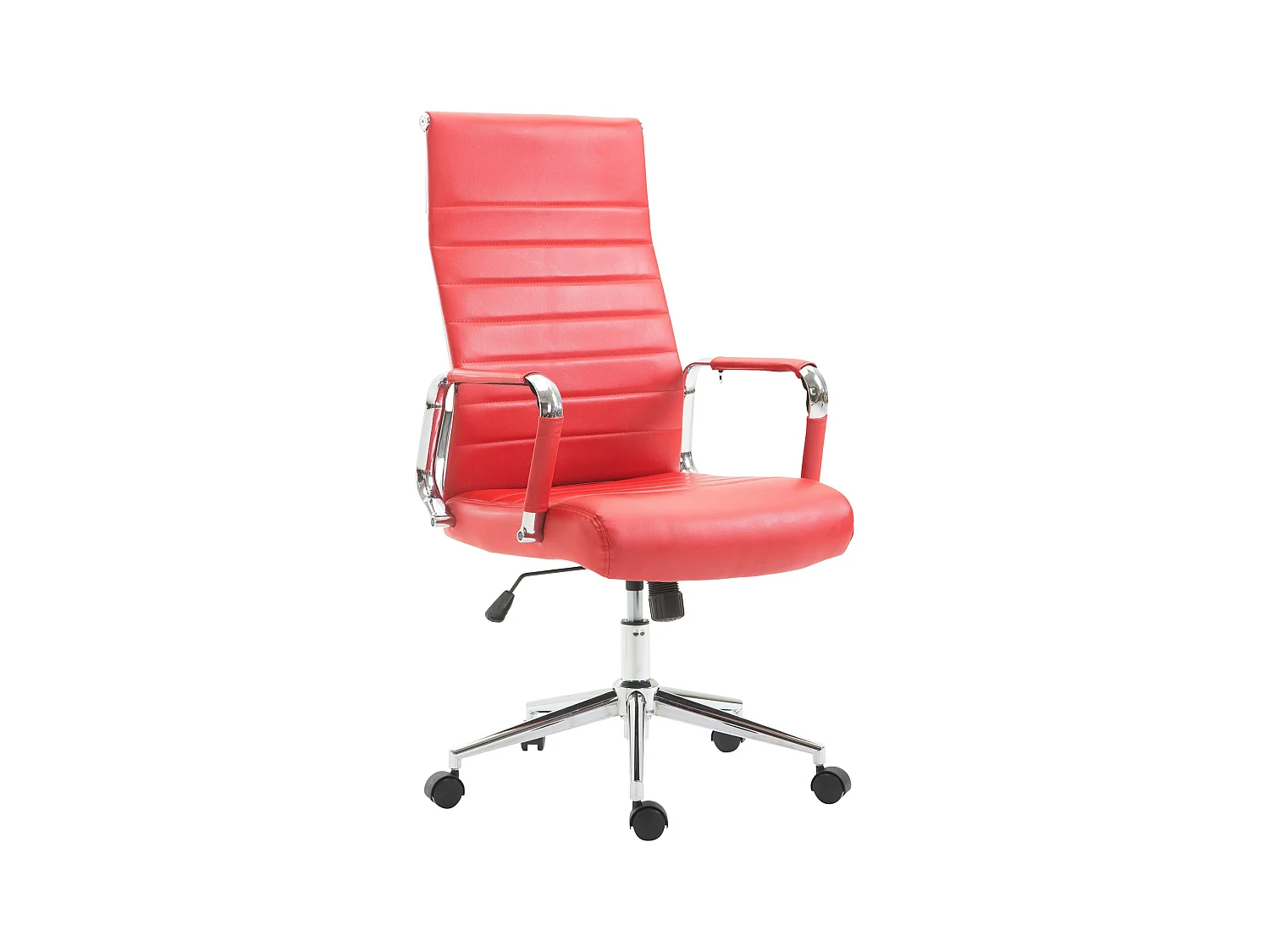 Chaise de bureau - Similicuir & Noyer - Rouge - Kolumbus