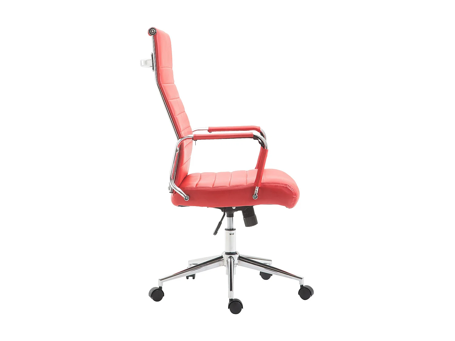 Chaise de bureau - Similicuir & Noyer - Rouge - Kolumbus