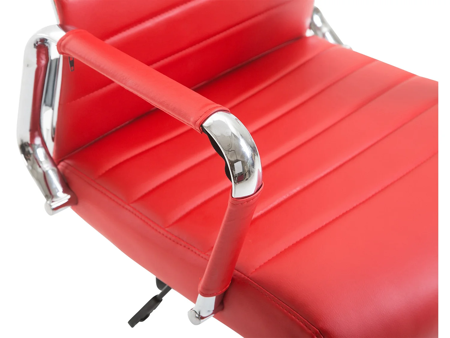 Chaise de bureau - Similicuir & Noyer - Rouge - Kolumbus