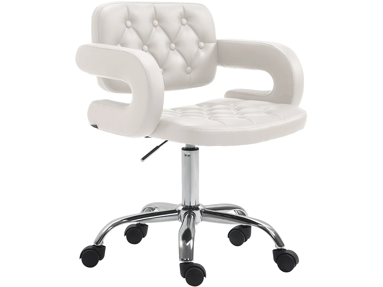 Bürostuhl - Kunstleder & Metall in Chromoptik - weiß - Dublin