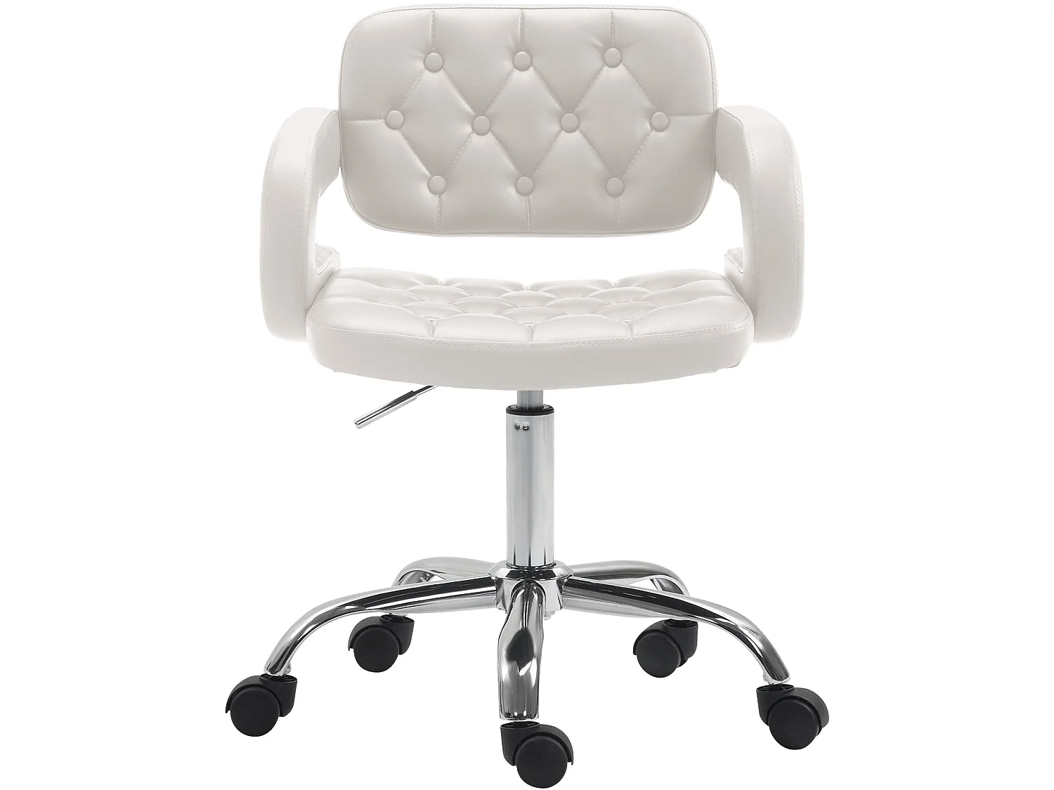 Bürostuhl - Kunstleder & Metall in Chromoptik - weiß - Dublin