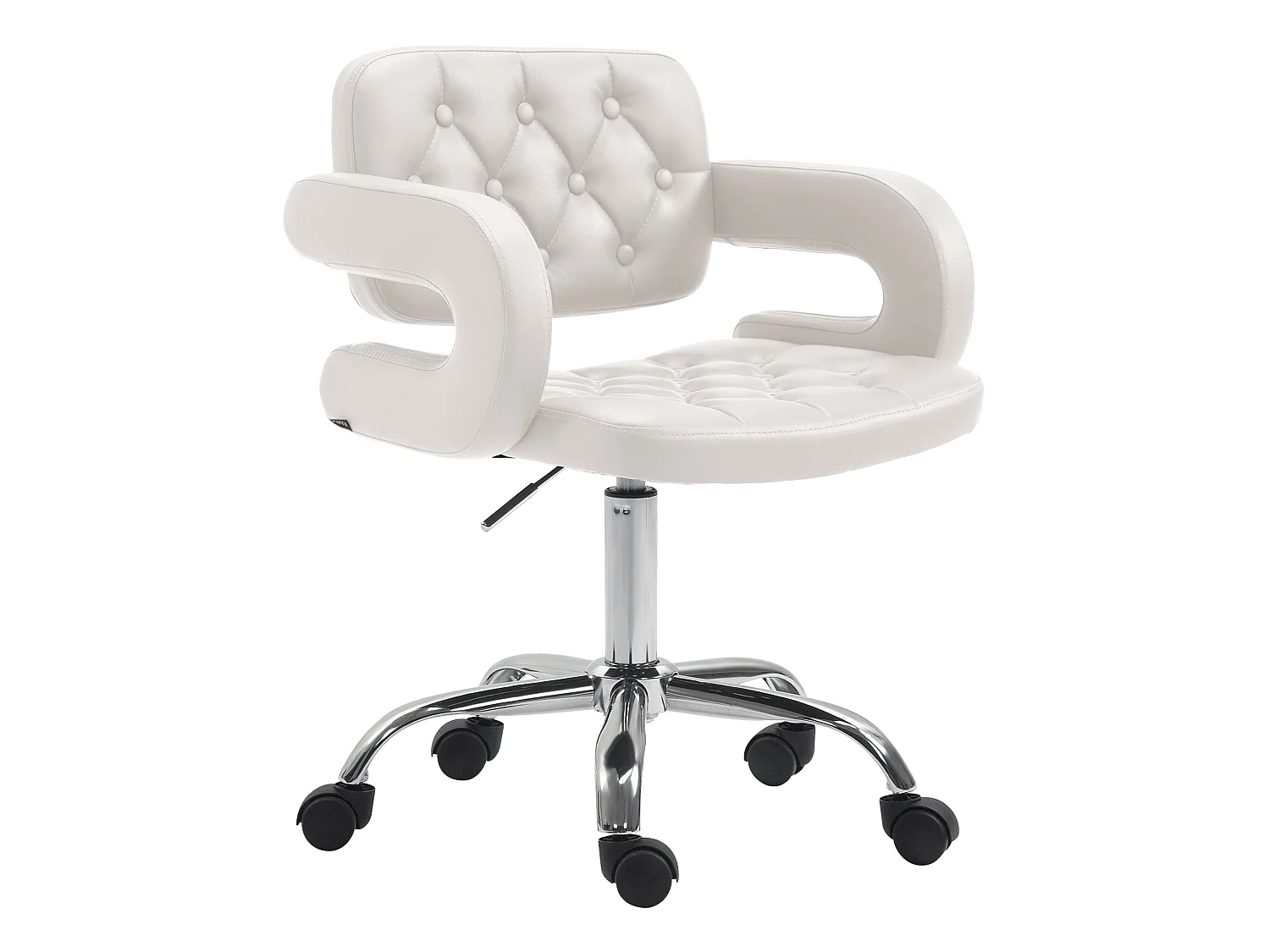 Chaise de bureau - Similicuir & Métal chromé - Blanc - Dublin