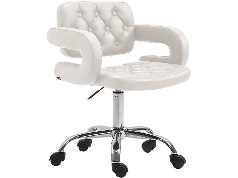 Chaise de bureau - Similicuir & Métal chromé - Blanc - Dublin