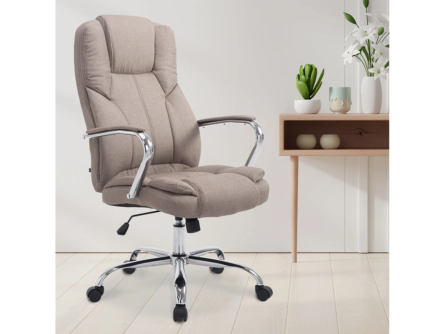 Bureaustoel - Stof & wit - taupe - XXL Xanthos