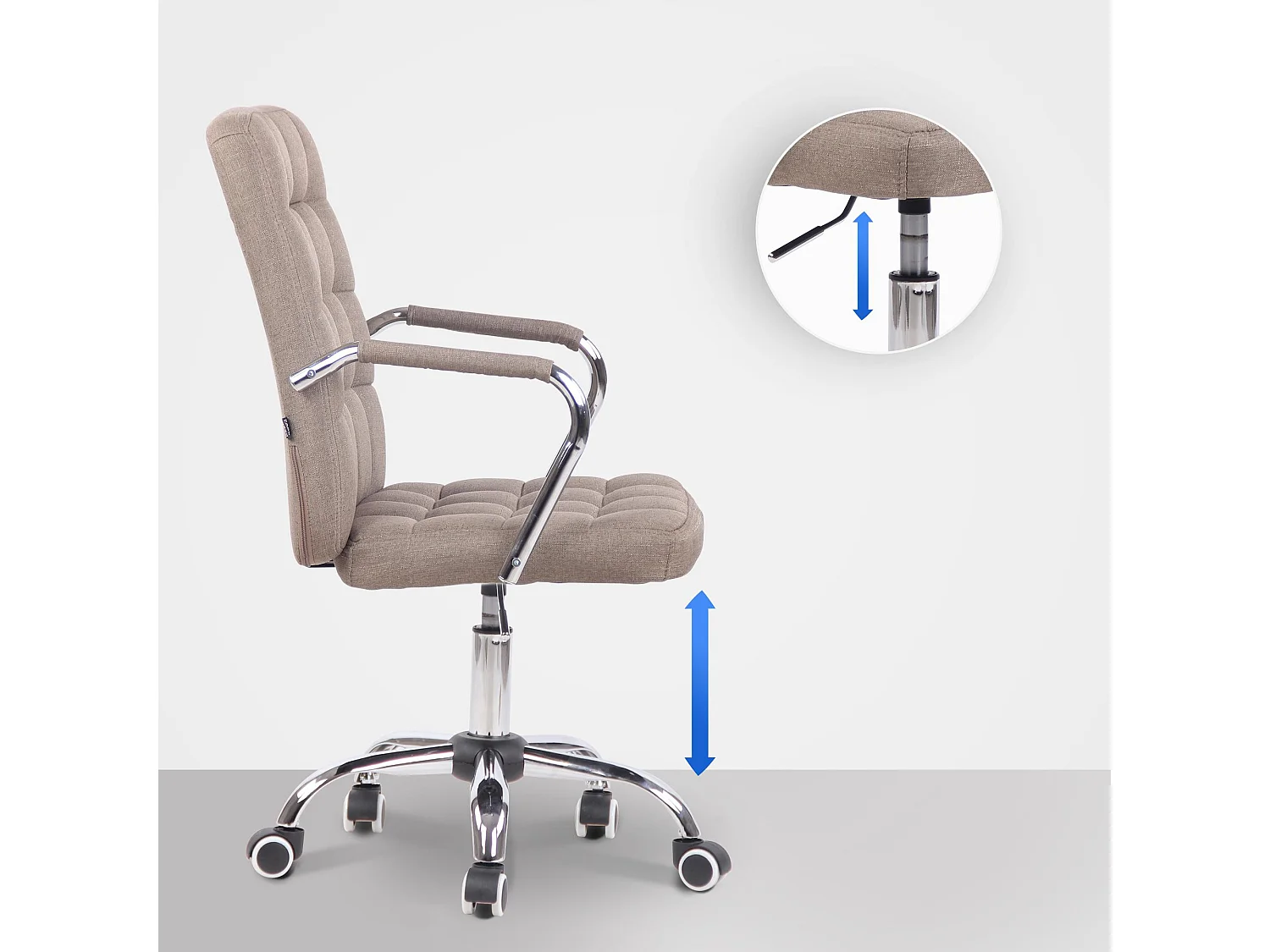 Bureaustoel - Stof & Metaal in chroomoptiek - taupe - Terni