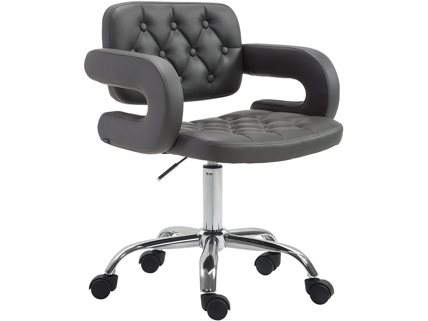 Chaise de bureau - Similicuir & Métal chromé - Gris - Dublin