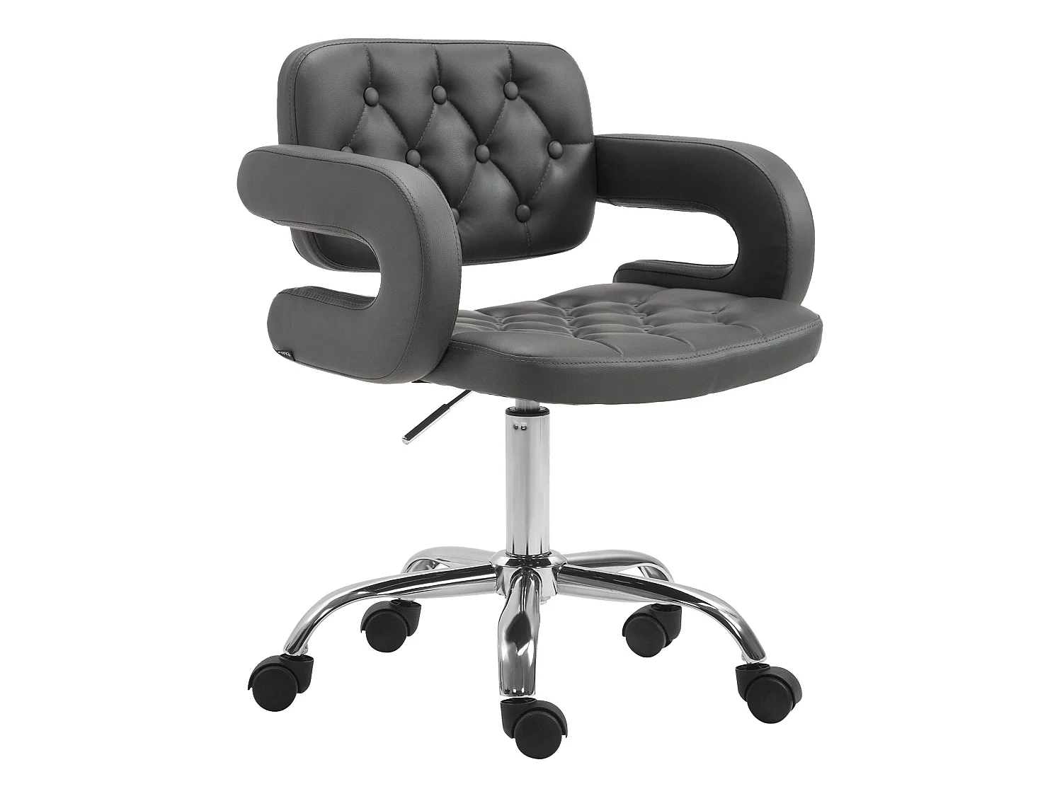 Chaise de bureau - Similicuir & Métal chromé - Gris - Dublin