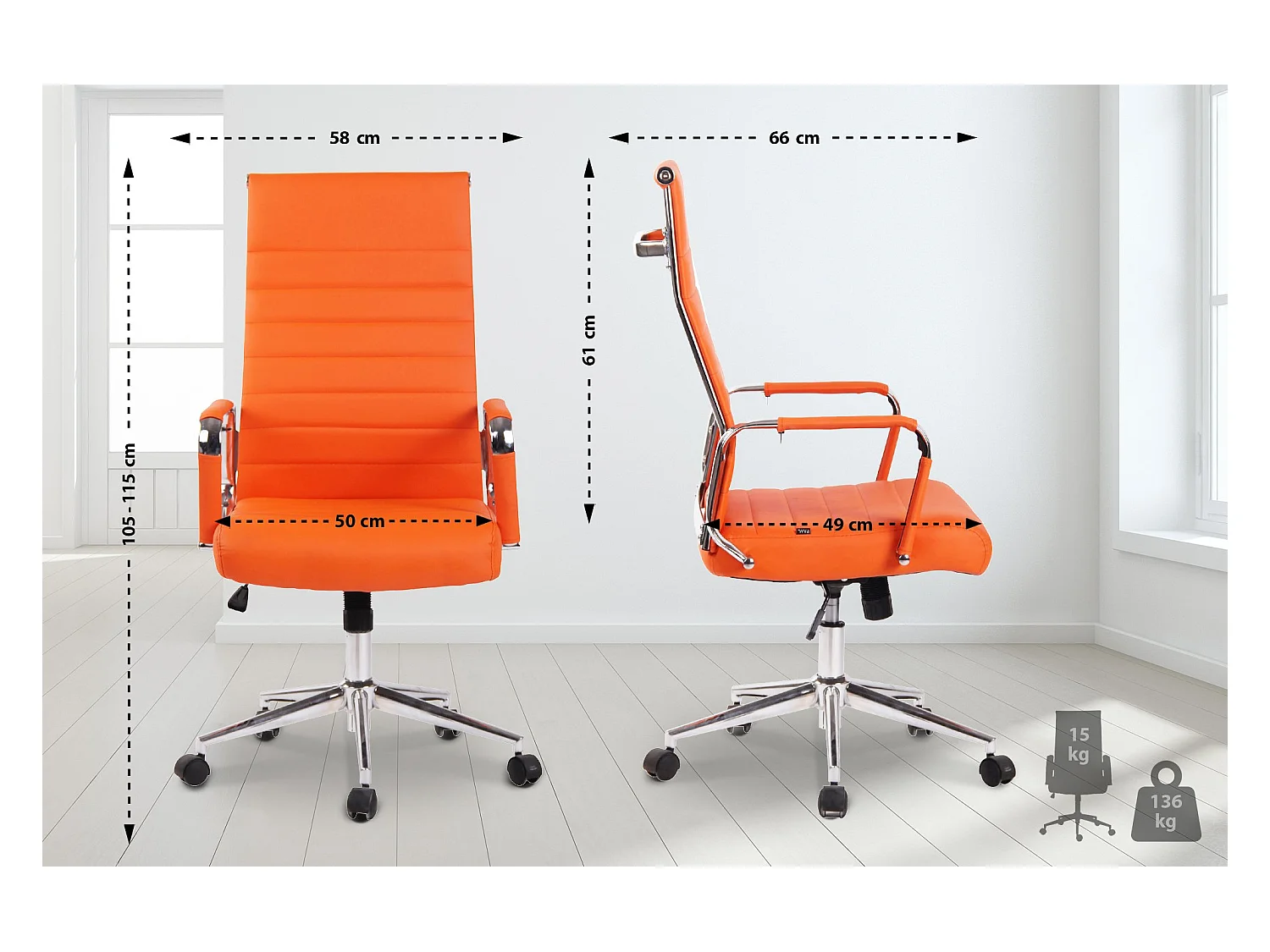 Bürostuhl - Kunstleder - orange - Kolumbus