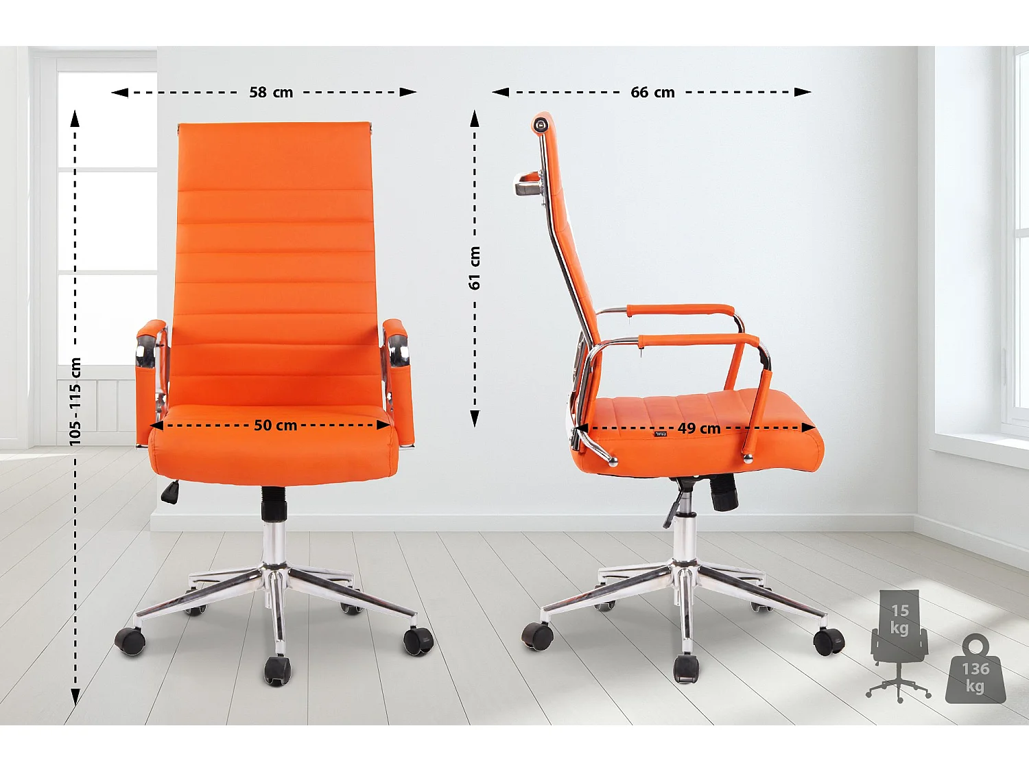 Chaise de bureau - Similicuir - Orange - Kolumbus