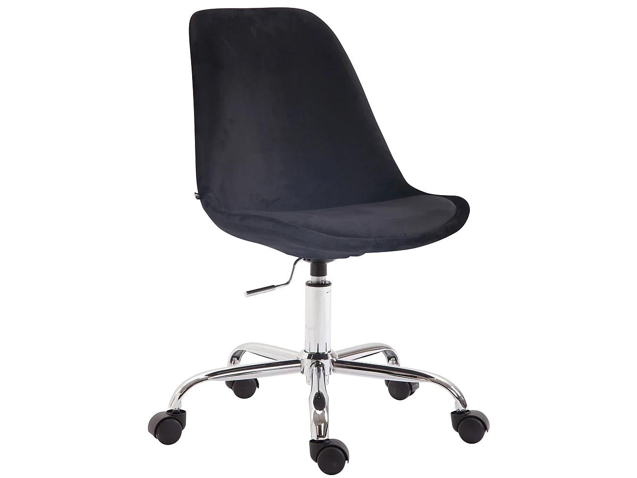 Chaise de bureau - Velours & Métal chromé - Noir - Toulouse