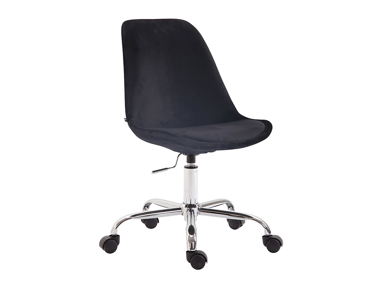 Chaise de bureau - Velours & Métal chromé - Noir - Toulouse