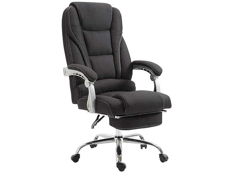 Chaise de bureau - Tissu & Métal chromé - Noir - Pacific