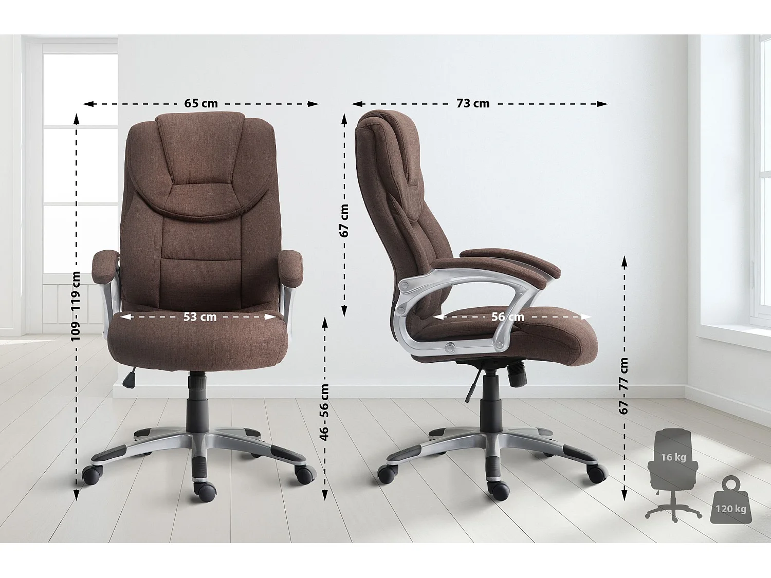 Chaise de bureau - Tissu & Plastique - Marron - Texas V2