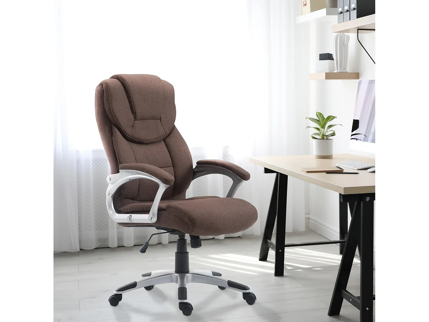 Chaise de bureau - Tissu & Plastique - Marron - Texas V2