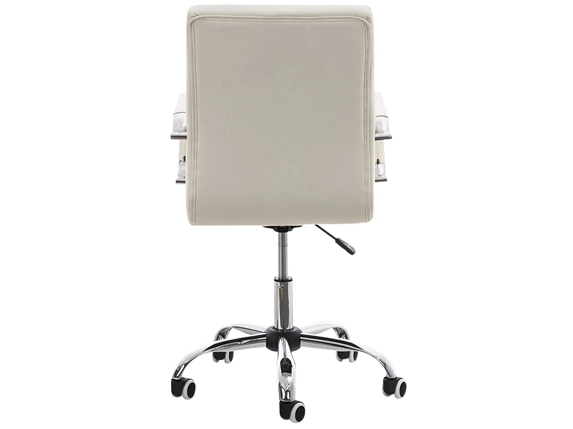 Chaise de bureau - Similicuir & Acier inoxydable - Blanc - Deli V2